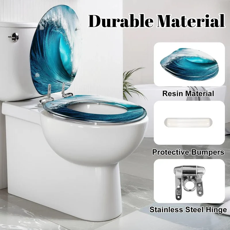 Elongated Resin Toilet Seat with Adjustable Hinges Fits 18.5 by 14.5 Inches Easy Mount Standard Width for Bathroom Upgrade Durable Heavy Duty Resin Comfortable Seating Rock Solid Construction