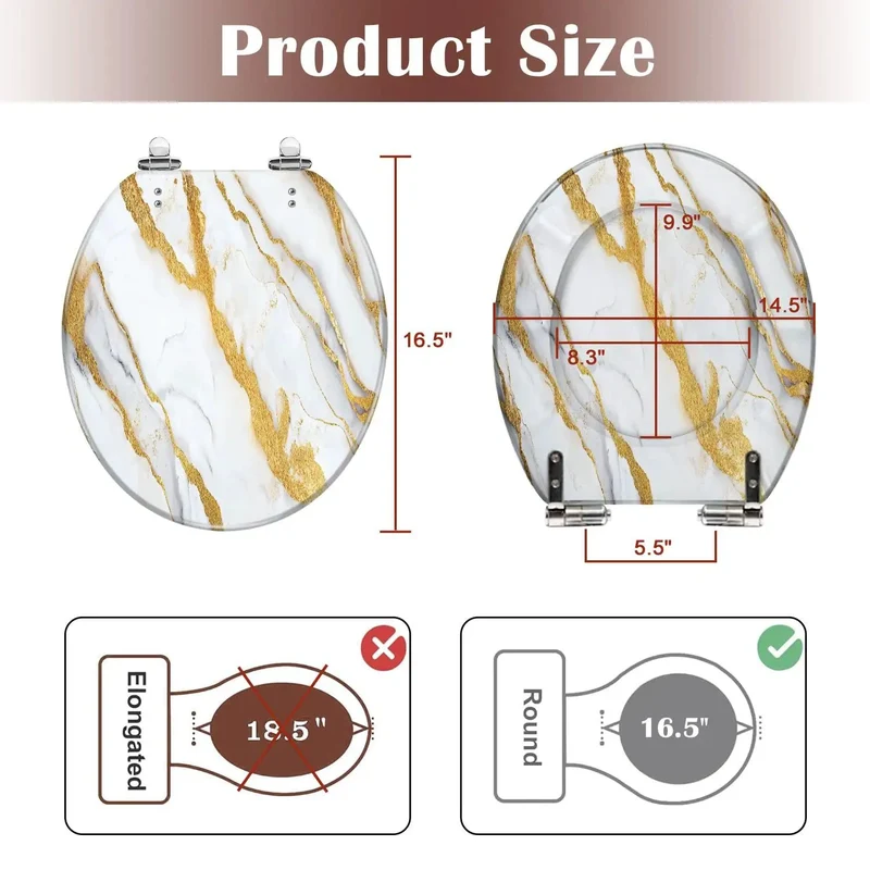 Heavy Duty Round Resin Toilet Seat Featuring Fully Adjustable Hinges And Secure Hardware For Standard Toilets No Fuss Setup Top Rated Bathroom Comfort Installation