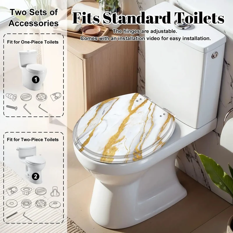 Heavy Duty Round Resin Toilet Seat Featuring Fully Adjustable Hinges And Secure Hardware For Standard Toilets No Fuss Setup Top Rated Bathroom Comfort Installation