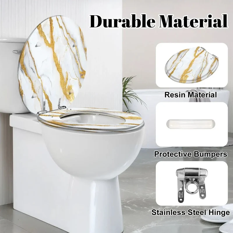 Heavy Duty Round Resin Toilet Seat Featuring Fully Adjustable Hinges And Secure Hardware For Standard Toilets No Fuss Setup Top Rated Bathroom Comfort Installation