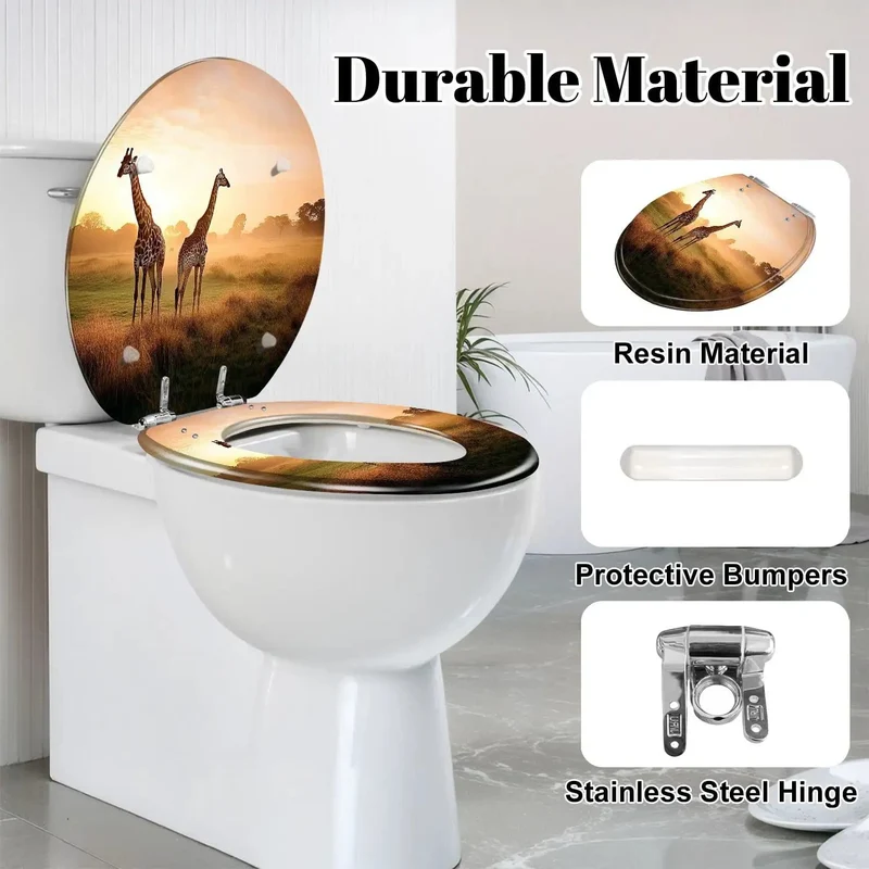Top Notch Round Resin Toilet Seat For Bathroom Crafted With Flexible Stainless Hinges And A 165X145 Standard Fitment For A No Sweat Install And Hella Easy Daily Washing Around The House
