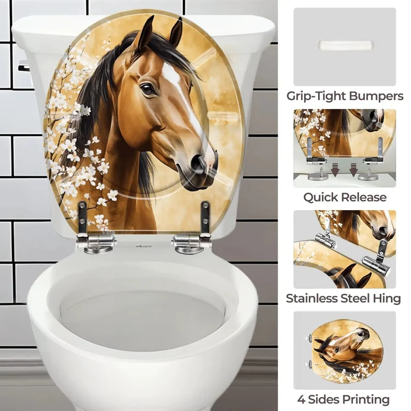 Round Vintage Farmhouse Resin Toilet Seat Lowkey Slaying Your Bathroom Aesthetic Adjustable to Fit Mounting Holes 4 to 7 Inches and Width 14 to 15 Inches Works for Most Models and Comes Loaded with Dual Hardware Sets for a Super Easy Swap with Flawless