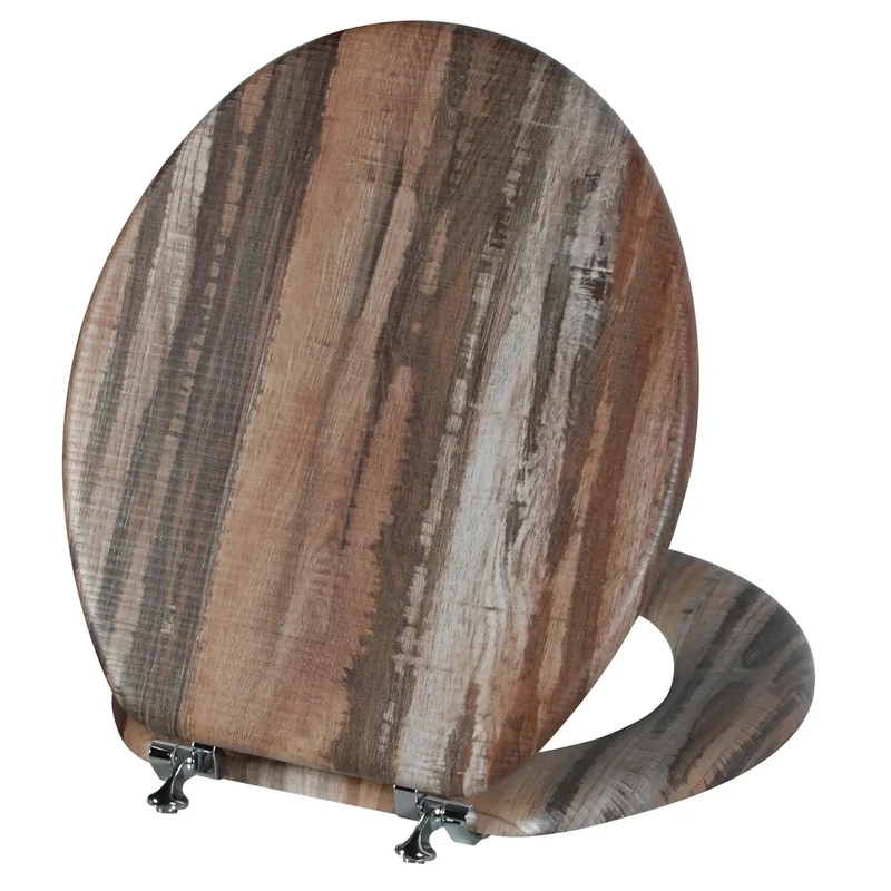 Heavy Duty Round Wooden Toilet Seat With Reinforced Zinc Alloy Hinges And No Sweat Quick Setup Designed From Top Tier Eco Friendly Molded Wood For Effortless Daily Wipes And Built Tough Reliability In Standard American Homes