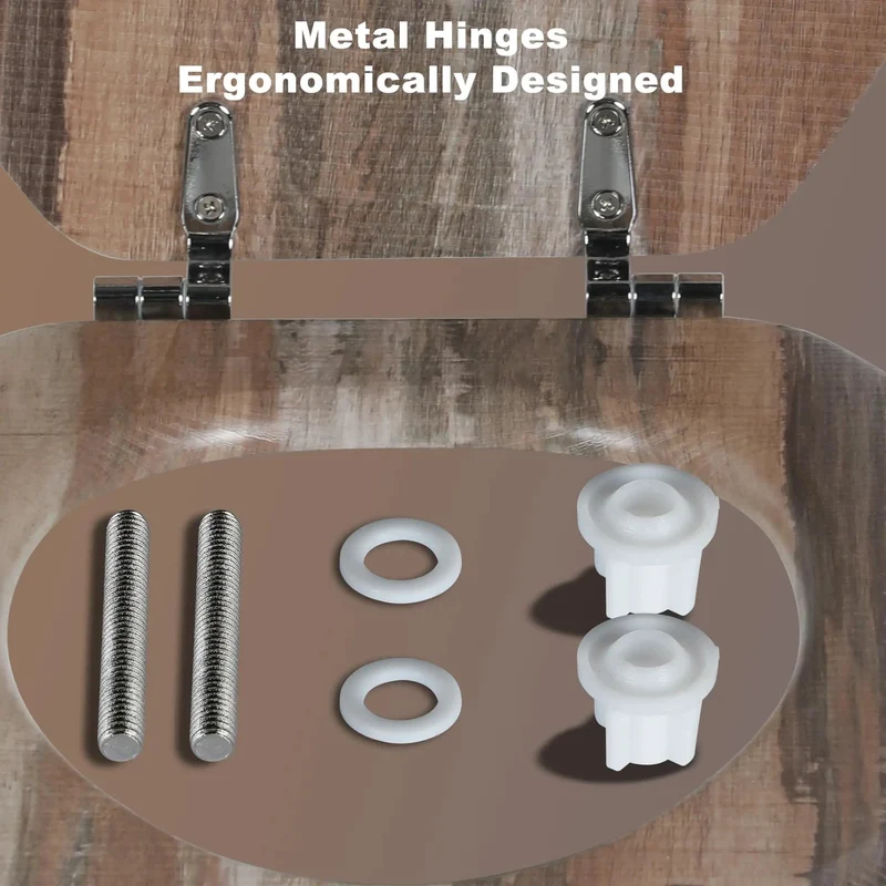 Heavy Duty Round Wooden Toilet Seat With Reinforced Zinc Alloy Hinges And No Sweat Quick Setup Designed From Top Tier Eco Friendly Molded Wood For Effortless Daily Wipes And Built Tough Reliability In Standard American Homes