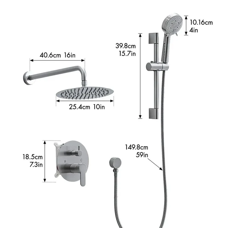 Badass Brushed Nickel Shower Kit With 10 Inch Rainfall Head And Five Spray Handheld Tight Wall Mount Setup Pressure Valve Drip Free Flow Total Bathroom Upgrade Game Changer