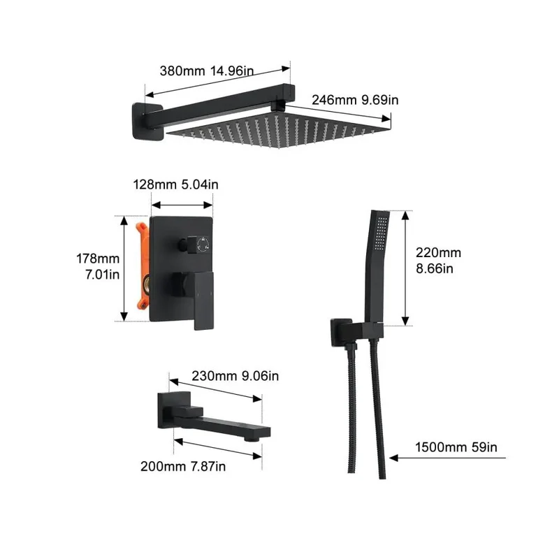 Level Up Your Bathroom Game With This Top Tier Shower Faucet System Featuring Slick Matte Black Trim And A Roomy Ten Inch Rainfall Head Plus Two In One Handheld Sprayer