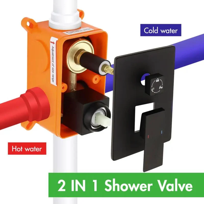 Level Up Your Bathroom Game With This Top Tier Shower Faucet System Featuring Slick Matte Black Trim And A Roomy Ten Inch Rainfall Head Plus Two In One Handheld Sprayer