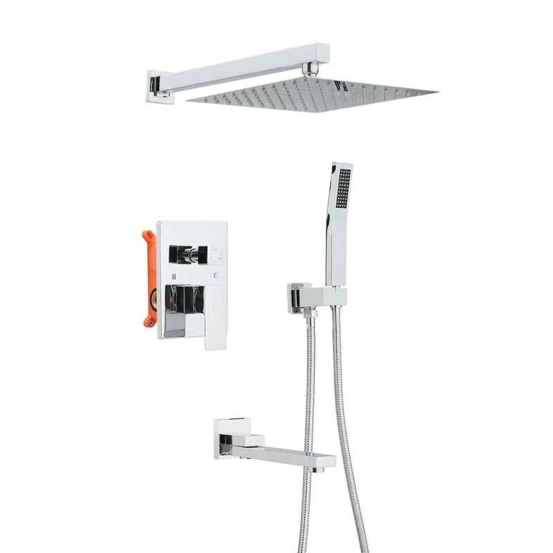 Premium Chrome Shower System Featuring 10 Inch Square Rain Head And 2 In 1 Handheld Sprayer Wall Mounted Bathroom Hardware Zero Drama Setup And Rock Solid Daily Flow
