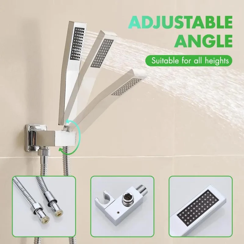 Premium Chrome Shower System Featuring 10 Inch Square Rain Head And 2 In 1 Handheld Sprayer Wall Mounted Bathroom Hardware Zero Drama Setup And Rock Solid Daily Flow