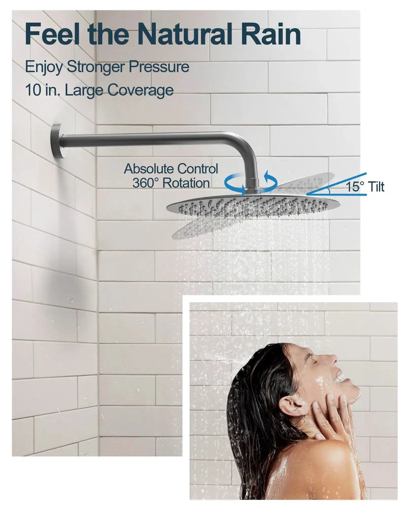 Slay Your Bathroom Goals With This Top Shelf 10 Inch Wall Mount Shower System Including Handheld Spray And Brushed Nickel Finish Plus Pressure Balance Valve For Reliable Flow
