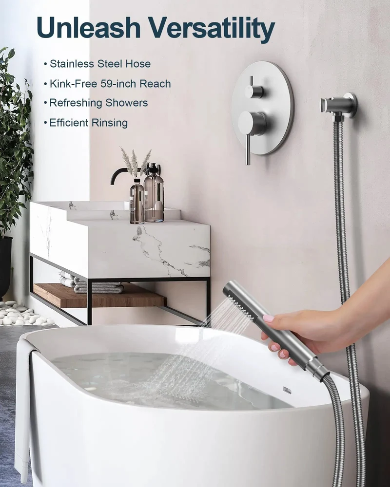 Slay Your Bathroom Goals With This Top Shelf 10 Inch Wall Mount Shower System Including Handheld Spray And Brushed Nickel Finish Plus Pressure Balance Valve For Reliable Flow