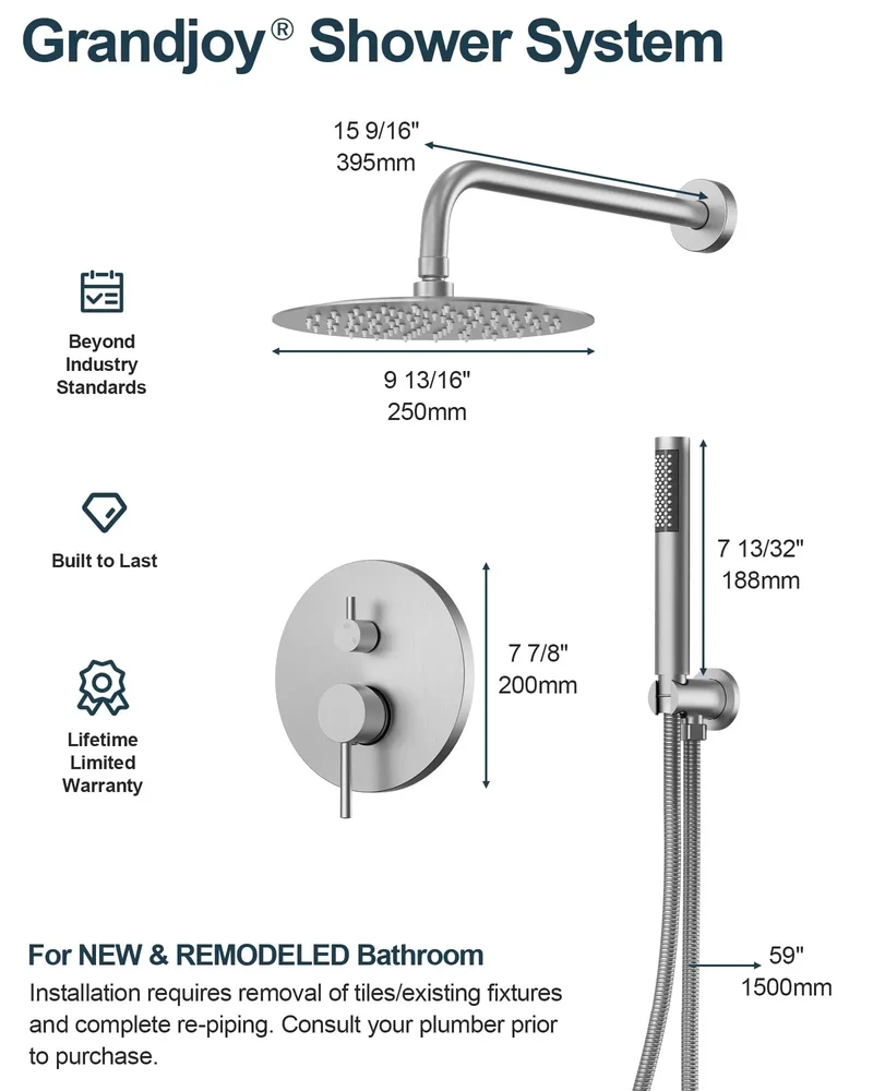 Slay Your Bathroom Goals With This Top Shelf 10 Inch Wall Mount Shower System Including Handheld Spray And Brushed Nickel Finish Plus Pressure Balance Valve For Reliable Flow