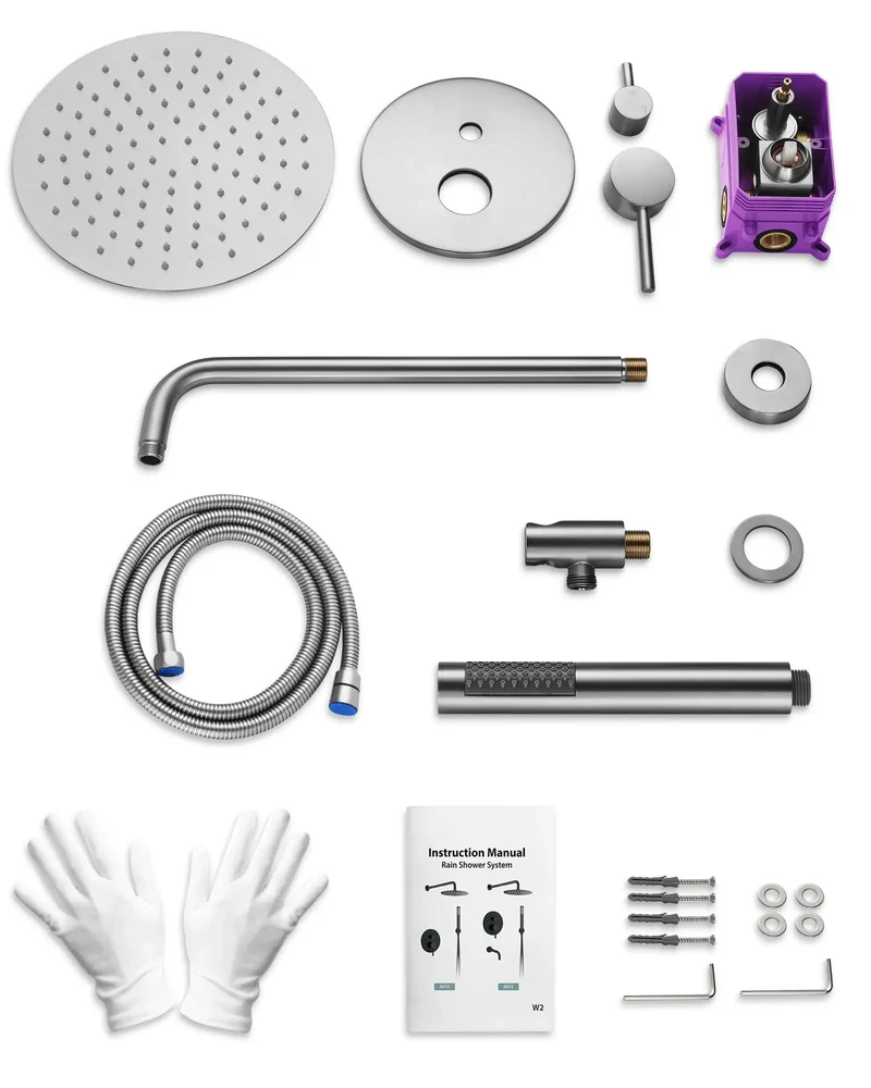 Slay Your Bathroom Goals With This Top Shelf 10 Inch Wall Mount Shower System Including Handheld Spray And Brushed Nickel Finish Plus Pressure Balance Valve For Reliable Flow