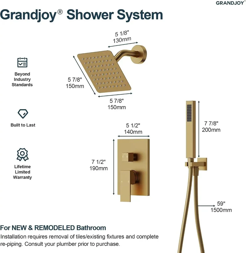Durable Top Tier Wall Mounted Shower Assembly With Removable Handheld Spray Wand And Advanced Pressure Balance Valve For Rock Solid Zero Drama Temp Control In Brushed Gold Bathroom Finishes