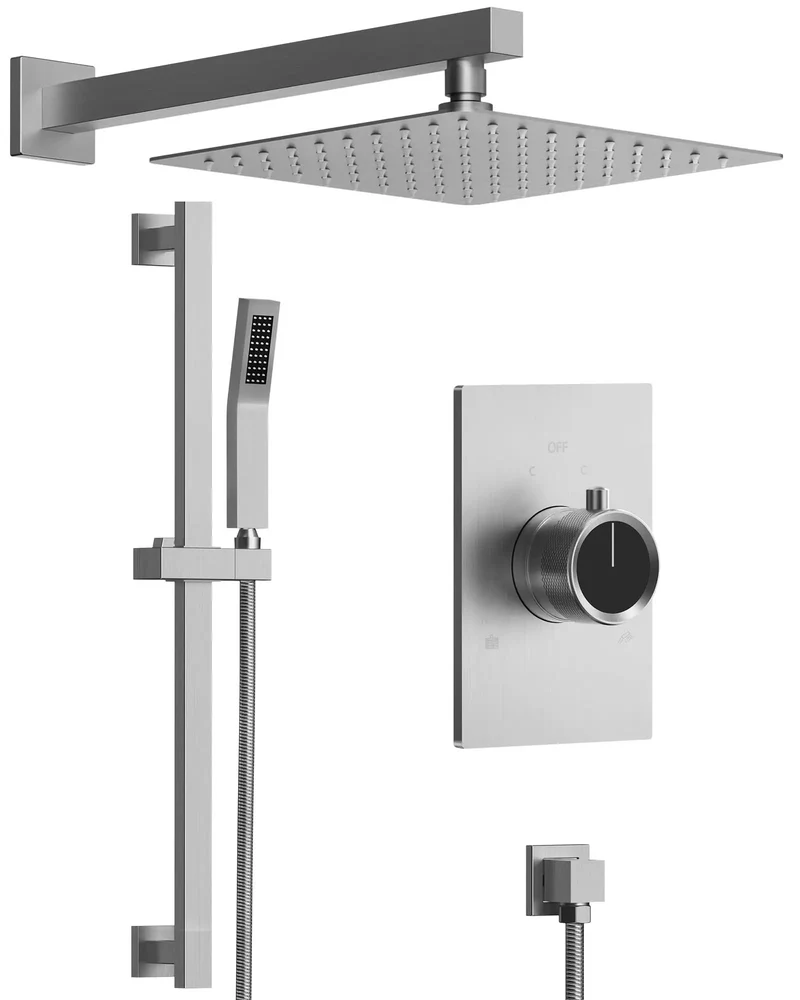 Top Tier Slick Finish Rock Solid Rain Shower System With Dope Handheld Sprayer And Quick Grab Slide Bar In Crisp Brushed Nickel Featuring Heavy Duty Pressure Balance Valve For Zero Temp Spikes Bathroom Upgrade