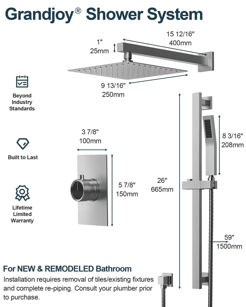 Top Tier Slick Finish Rock Solid Rain Shower System With Dope Handheld Sprayer And Quick Grab Slide Bar In Crisp Brushed Nickel Featuring Heavy Duty Pressure Balance Valve For Zero Temp Spikes Bathroom Upgrade