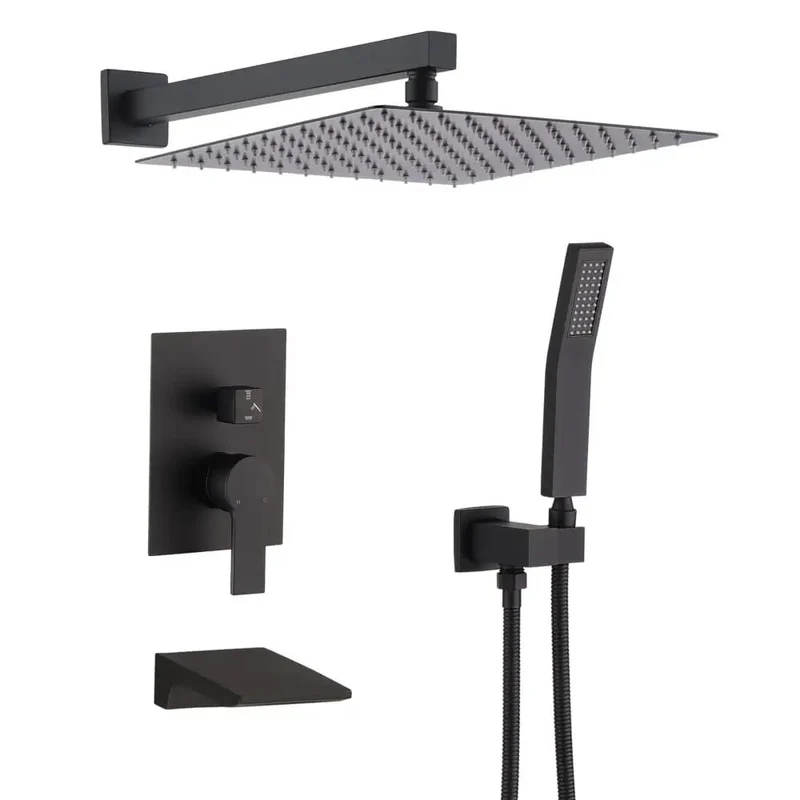 Amp Up Your Bathroom Routine With This Slick Matte Black Shower Faucet Set Featuring A Bold 10 Inch Rain Head And Handy Handheld Sprayer That Bring Luxe Spa Vibes And Flawless Pressure To Your Daily Wash Down Every Single Time
