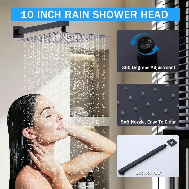 Amp Up Your Bathroom Routine With This Slick Matte Black Shower Faucet Set Featuring A Bold 10 Inch Rain Head And Handy Handheld Sprayer That Bring Luxe Spa Vibes And Flawless Pressure To Your Daily Wash Down Every Single Time