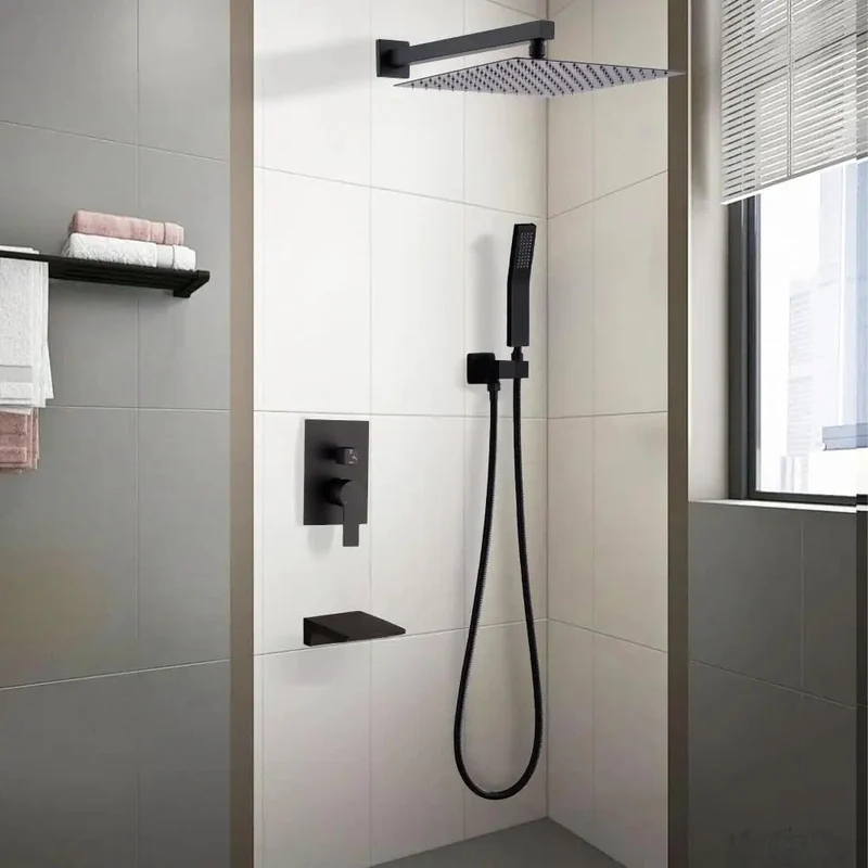 Amp Up Your Bathroom Routine With This Slick Matte Black Shower Faucet Set Featuring A Bold 10 Inch Rain Head And Handy Handheld Sprayer That Bring Luxe Spa Vibes And Flawless Pressure To Your Daily Wash Down Every Single Time