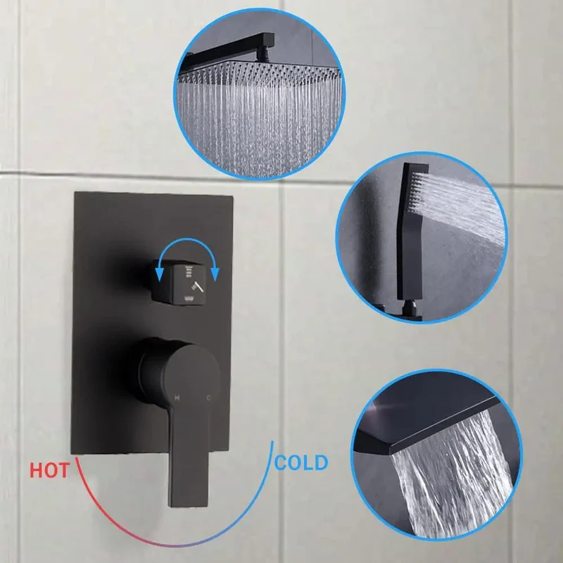 Amp Up Your Bathroom Routine With This Slick Matte Black Shower Faucet Set Featuring A Bold 10 Inch Rain Head And Handy Handheld Sprayer That Bring Luxe Spa Vibes And Flawless Pressure To Your Daily Wash Down Every Single Time