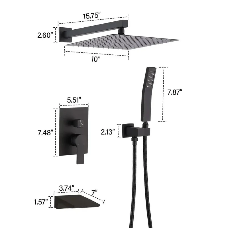 Amp Up Your Bathroom Routine With This Slick Matte Black Shower Faucet Set Featuring A Bold 10 Inch Rain Head And Handy Handheld Sprayer That Bring Luxe Spa Vibes And Flawless Pressure To Your Daily Wash Down Every Single Time