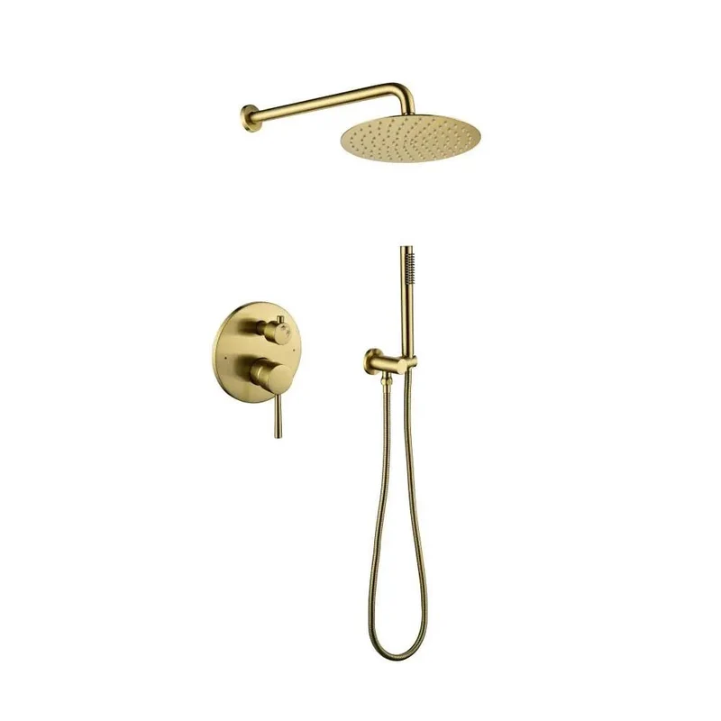 10 Inch Brushed Gold Shower System Delivers High Octane High Pressure Rainfall Action Alongside A Versatile Handheld For A Showstopping Bathroom Makeover Built With Heavy Duty Stainless Steel Craftsmanship
