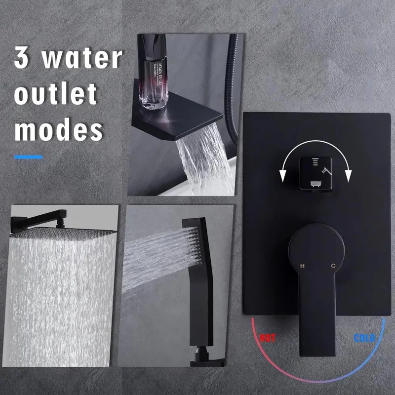 Heavy Hitter Matte Black Shower Kit With A Boss 12 Inch Rainfall Head Slick Handheld Sprayer And Solid Tub Spout For No Sweat Setup And Fresh Bathroom Glow