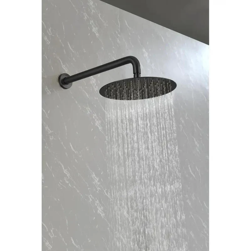 Top Rated Matte Black Shower System With A Badass Ten Inch Stainless Steel Rainfall Head And Handheld Wand Pumping Heavy Duty High Pressure Flow For Your Ultimate Bathroom Refresh
