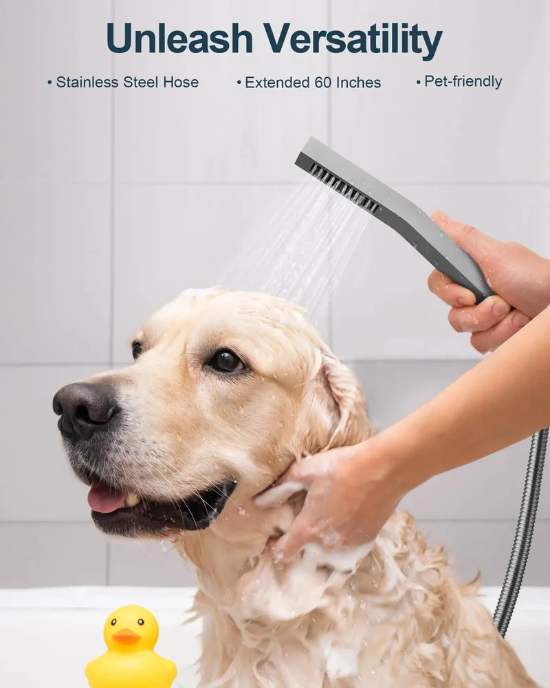 Badass 16 Inch Rainfall Shower System With Handheld Sprayer And Six Body Massagers Brushed Nickel Finish Independent Rotary Controls Quick Snap Install Slick Flow For Daily Chill Time