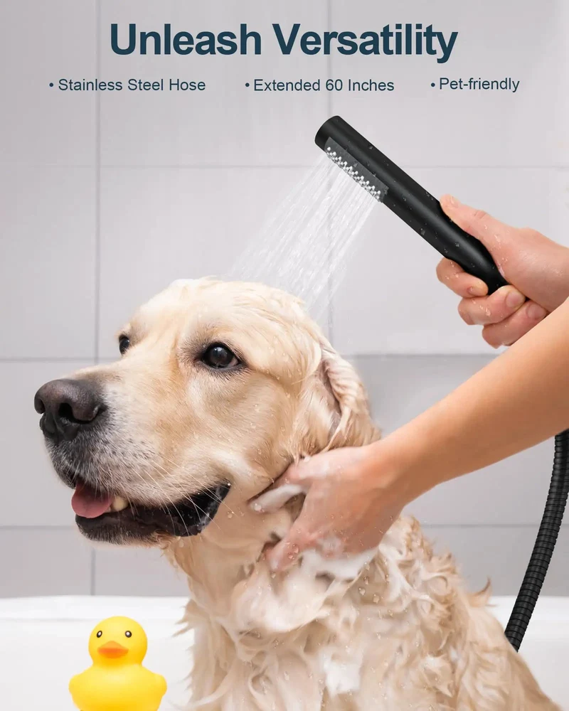 10 Inch Overhead Ceiling Rain Shower System With Removable Handheld Sprayer In Matte Black Finish Featuring Concealed Pressure Balance Valve For Consistent Temperature Control And Clean Bathroom Vibes
