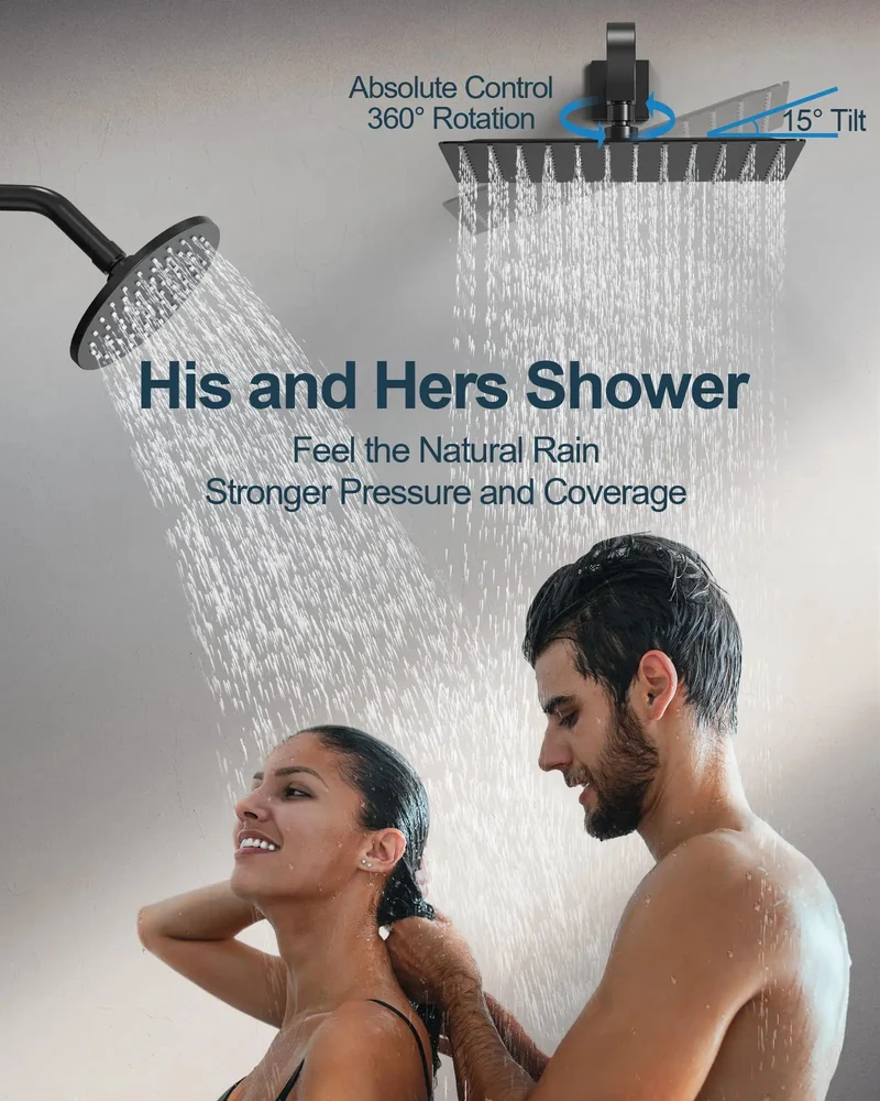 Heavy Duty Matte Black Dual Rainfall Shower System Top Tier Bathroom Fixture With Sleek Stainless Steel Build And Three Smooth Water Modes For Epic Daily Showers And Easy Wall Mount Install That Really Goes Hard For Your Home Spa Setup