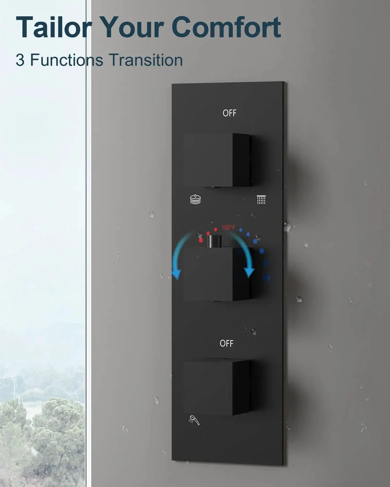 Heavy Duty Matte Black Dual Rainfall Shower System Top Tier Bathroom Fixture With Sleek Stainless Steel Build And Three Smooth Water Modes For Epic Daily Showers And Easy Wall Mount Install That Really Goes Hard For Your Home Spa Setup