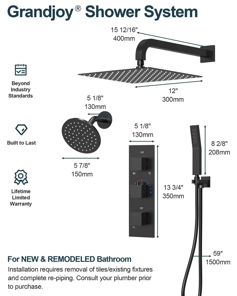 Heavy Duty Matte Black Dual Rainfall Shower System Top Tier Bathroom Fixture With Sleek Stainless Steel Build And Three Smooth Water Modes For Epic Daily Showers And Easy Wall Mount Install That Really Goes Hard For Your Home Spa Setup