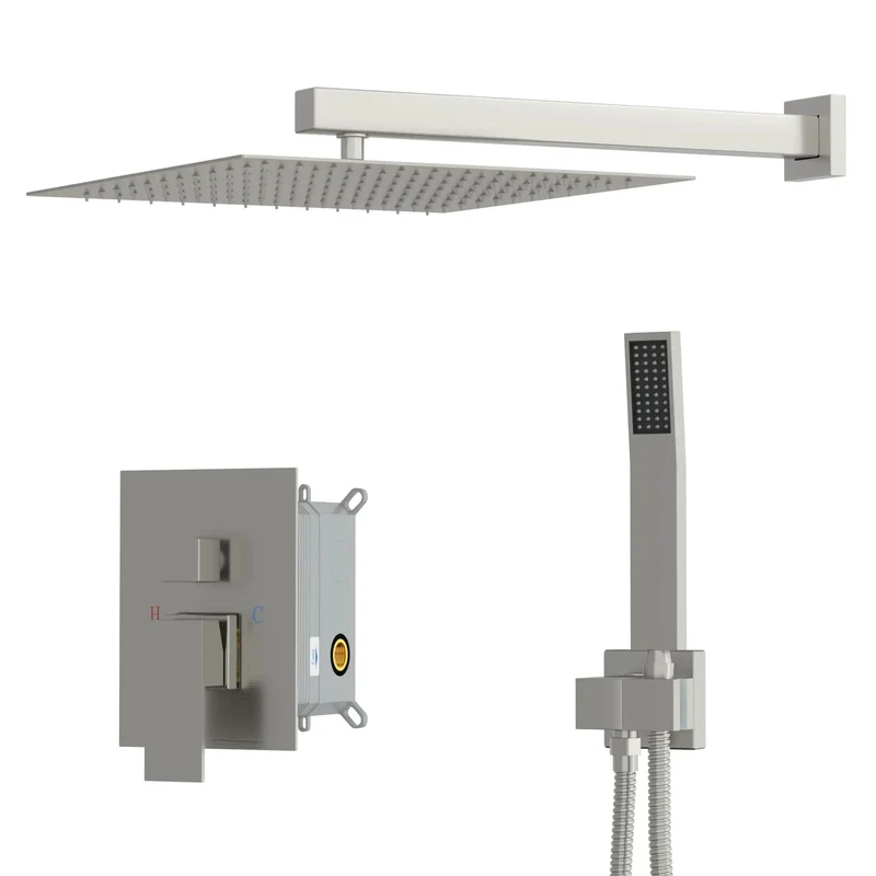 10 Inch Square Rainfall Shower System With Slim Handheld Sprayer Dual Outlet Control Valve Soft Silicone Nozzles Easy Clean Premium Bathroom Upgrade Rig That Brings The Chill Factor With Lush Spray Coverage And Rock Solid Build Quality For Ultimate Home