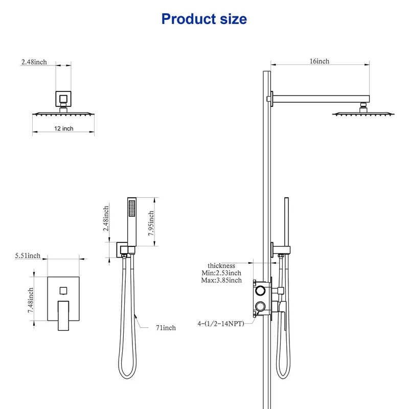 10 Inch Square Rainfall Shower System With Slim Handheld Sprayer Dual Outlet Control Valve Soft Silicone Nozzles Easy Clean Premium Bathroom Upgrade Rig That Brings The Chill Factor With Lush Spray Coverage And Rock Solid Build Quality For Ultimate Home