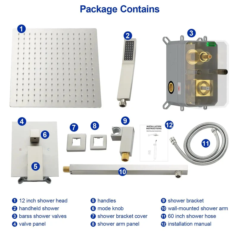 10 Inch Square Rainfall Shower System With Slim Handheld Sprayer Dual Outlet Control Valve Soft Silicone Nozzles Easy Clean Premium Bathroom Upgrade Rig That Brings The Chill Factor With Lush Spray Coverage And Rock Solid Build Quality For Ultimate Home