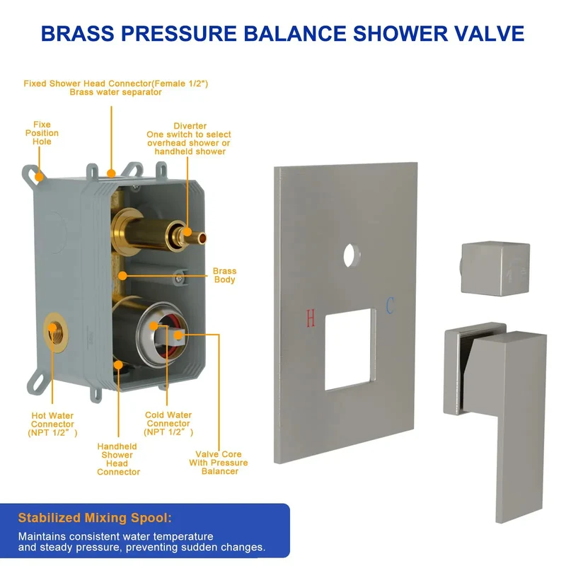 10 Inch Square Rainfall Shower System With Slim Handheld Sprayer Dual Outlet Control Valve Soft Silicone Nozzles Easy Clean Premium Bathroom Upgrade Rig That Brings The Chill Factor With Lush Spray Coverage And Rock Solid Build Quality For Ultimate Home