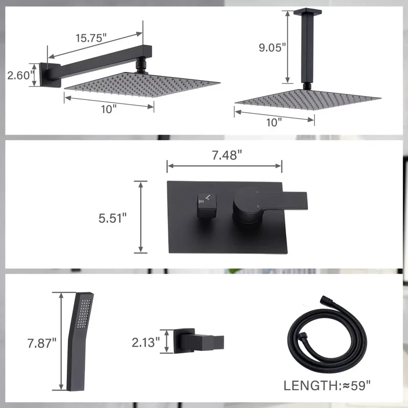 Rock Solid Ceiling Mount Rainfall Shower System With Heavier Gauge All Metal Handheld Sprayer In Matte Black Offering Self Cleaning Nozzles And Dead Simple Install For Knockout Wide Coverage Flow