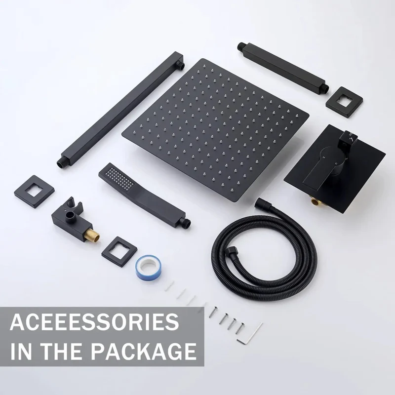 Rock Solid Ceiling Mount Rainfall Shower System With Heavier Gauge All Metal Handheld Sprayer In Matte Black Offering Self Cleaning Nozzles And Dead Simple Install For Knockout Wide Coverage Flow