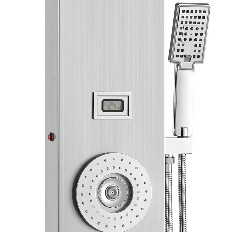 Slick 6 In 1 Shower Panel System Featuring Rock Solid Rainfall And Smooth Waterfall Modes Paired With Powerhouse Body Massage Jets And Totally Customizable Handheld Sprayer