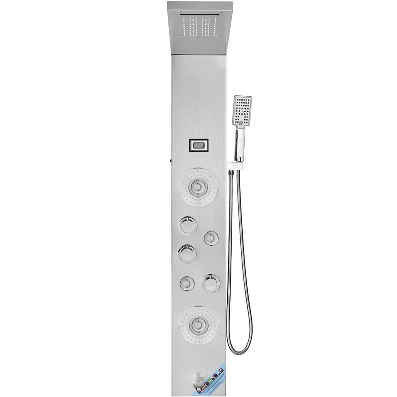 Slick 6 In 1 Shower Panel System Featuring Rock Solid Rainfall And Smooth Waterfall Modes Paired With Powerhouse Body Massage Jets And Totally Customizable Handheld Sprayer