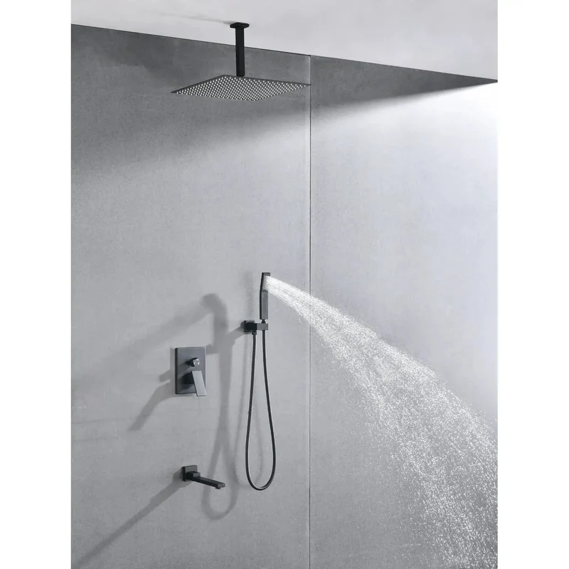 Top Tier Matte Black Shower System Combo With Wall Mounted Rainfall Head And Reliable Handheld Sprayer Built Tough With Self Cleaning Nozzles For A Game Changing Bathroom Upgrade