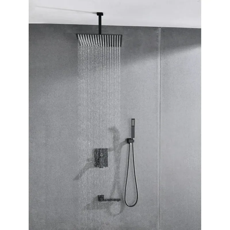 Top Tier Matte Black Shower System Combo With Wall Mounted Rainfall Head And Reliable Handheld Sprayer Built Tough With Self Cleaning Nozzles For A Game Changing Bathroom Upgrade