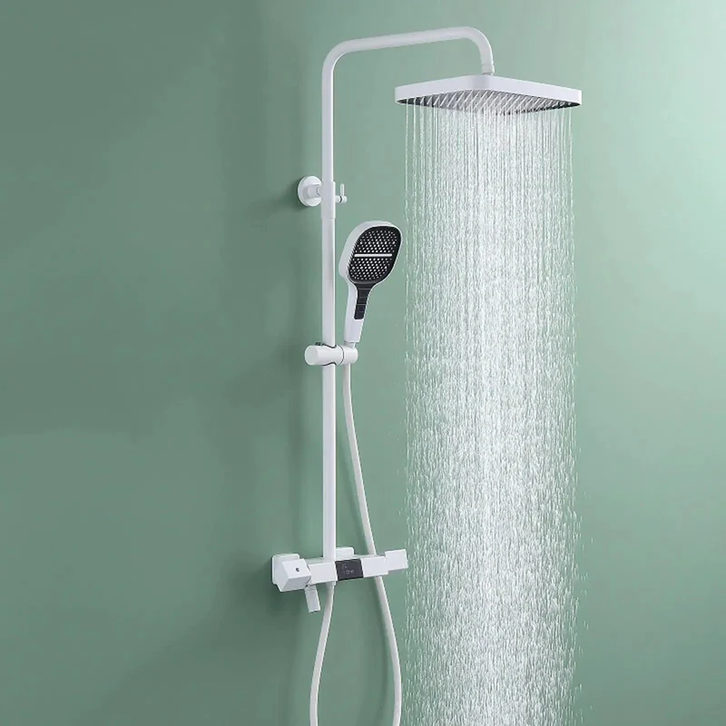 Heavy Duty Solid Copper Wall Mounted Exposed Shower System With Three Function Chrome Handheld Sprayer And Smooth Ceramic Cartridge That Packs Top Shelf Bathroom Power Every Dang Morning