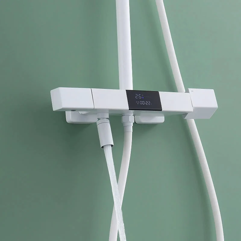 Heavy Duty Solid Copper Wall Mounted Exposed Shower System With Three Function Chrome Handheld Sprayer And Smooth Ceramic Cartridge That Packs Top Shelf Bathroom Power Every Dang Morning