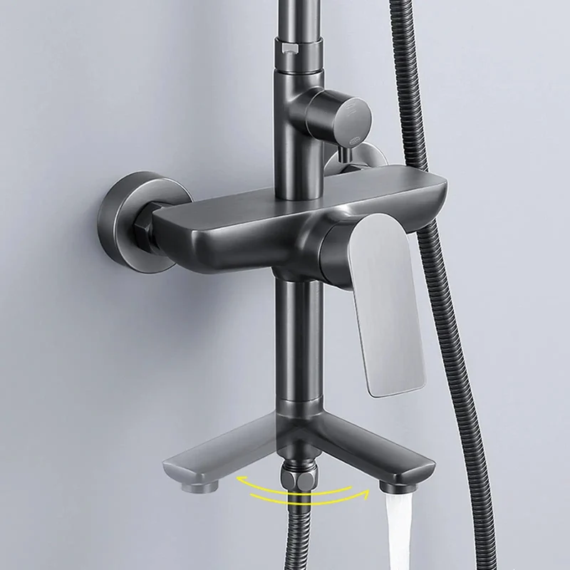 Super Solid Exposed Bathroom Shower System With Tub Spout And 180 Degree Rotating Spout In Crisp White Finish For Steady Stream And No Nonsense Daily Cleanup