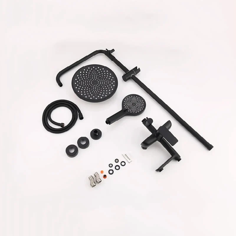 Super Solid Exposed Bathroom Shower System With Tub Spout And 180 Degree Rotating Spout In Crisp White Finish For Steady Stream And No Nonsense Daily Cleanup
