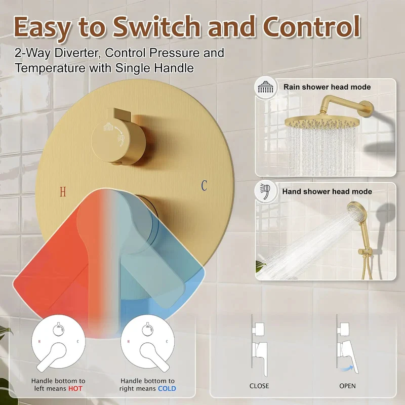 Top Shelf Brushed Gold Shower System Game Changer Featuring Dual Rain Head And Filtered Handheld Sprayer With Solid Brass Valve For Fresh Bathroom Vibes And Effortless Daily Showers