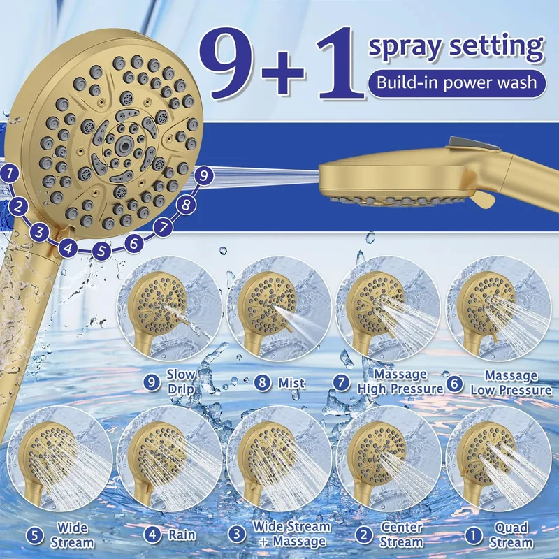 Top Shelf Brushed Gold Shower System Game Changer Featuring Dual Rain Head And Filtered Handheld Sprayer With Solid Brass Valve For Fresh Bathroom Vibes And Effortless Daily Showers