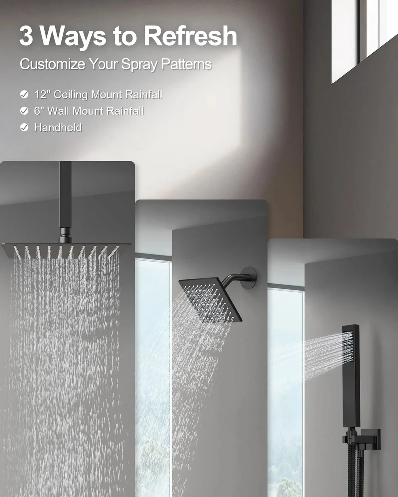 Top Shelf 12 Inch Matte Black Shower System With A Clever Digital Display That Monitors Heat And Shower Time On Its Own Features Three Smooth Spray Modes For A Ridiculously Easy Bathroom Refresh Routine